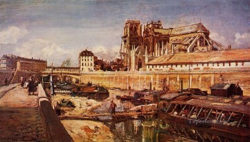  visto Pintura - Notre Dame de París vista desde el Pont de L'Archeveche Johan Barthold Jongkind